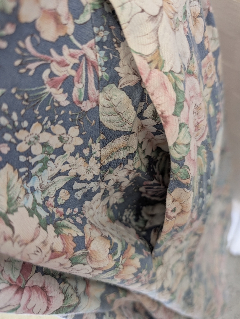 VINTAGE Cottagercore1990 Floral Button-Front Women's Dress in Dusty Blue Pink - Picture 4 of 5